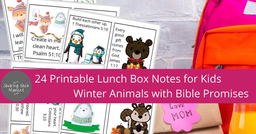 child's backpack and lunch sack with a lunch box note from mom