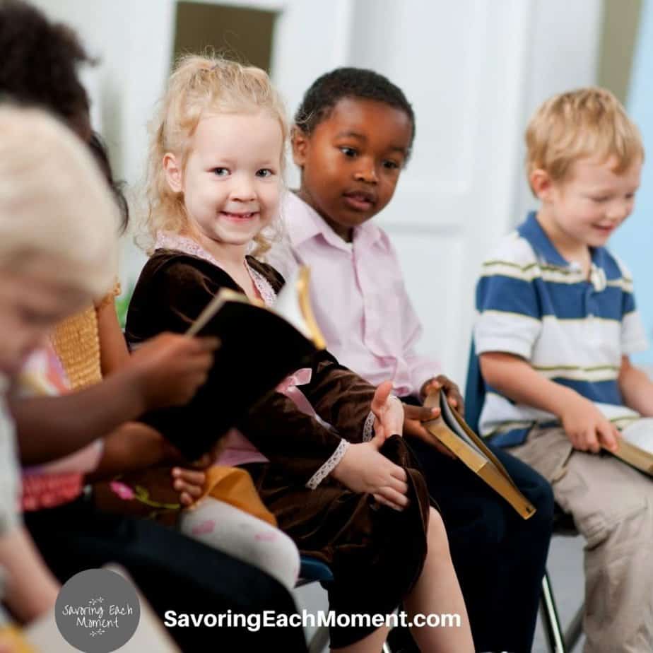 Kids in church enjoying using their Bibles