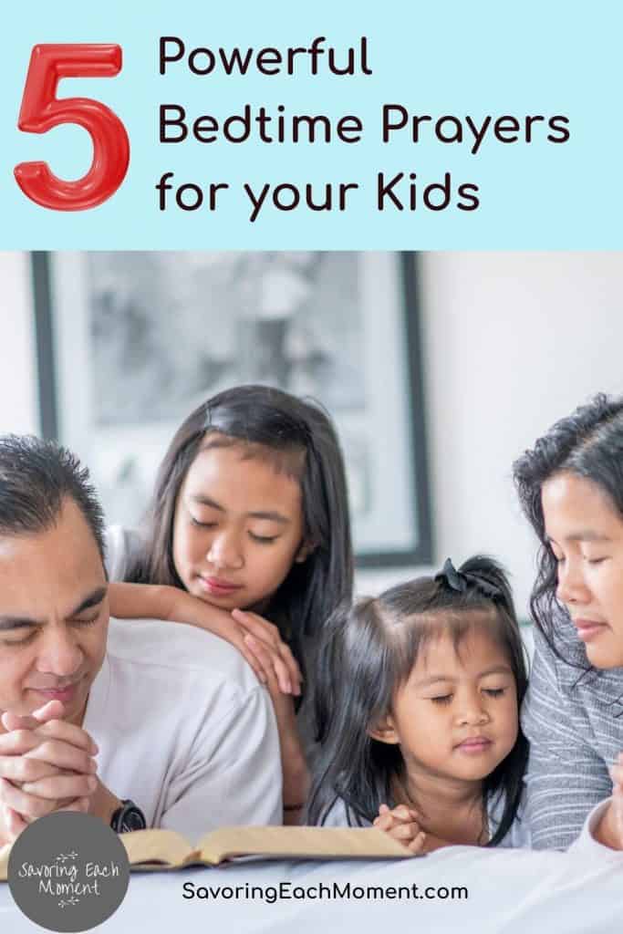 family praying bedtime prayers