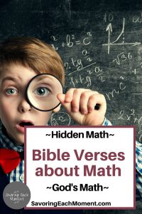 smart boy looking through a magnifying glass with a shocked expression to find out that there are Bible verses about math
