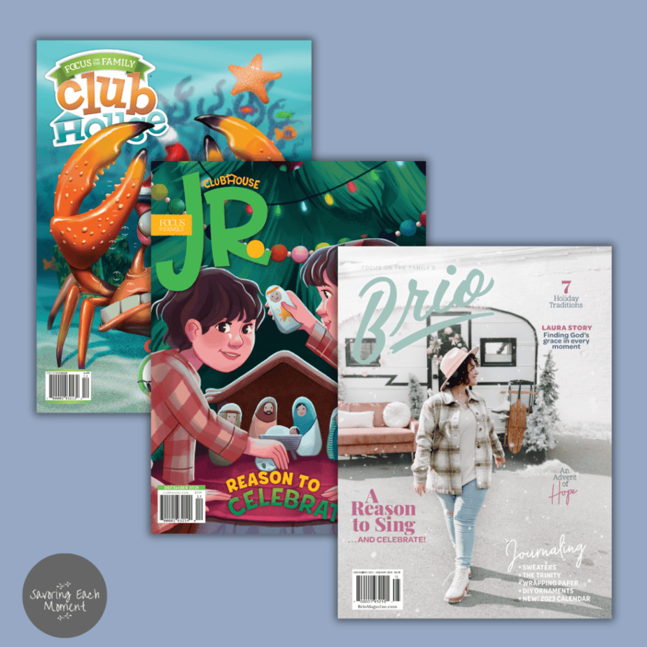 picture with three christian kids magazines covers for Brio, Clubhouse, and Clubhouse Jr.
