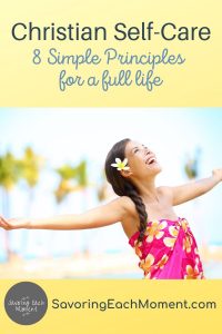 Lady in pink dress experiencing joy from Christian self-care