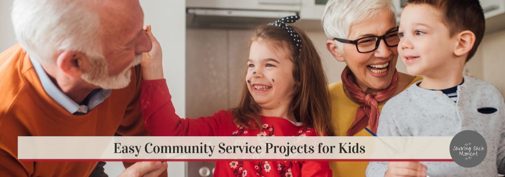 community service projects and ideas for kids - little girl with grandpa