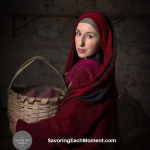 Hannah holding a basket as she is living the life lessons.