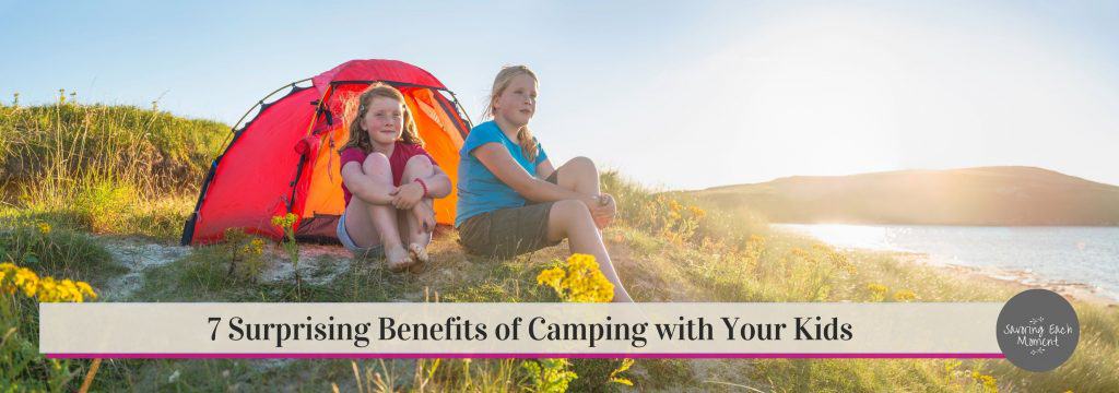 campign with kids - two girls outside their tent