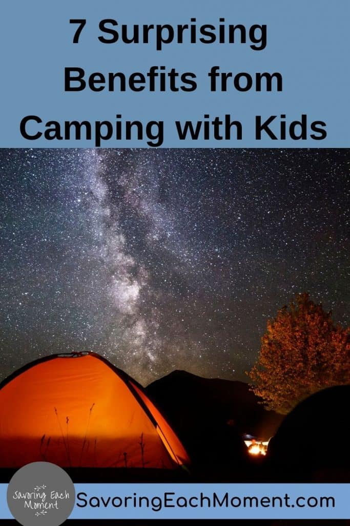 camping with kids in a tent under the stars